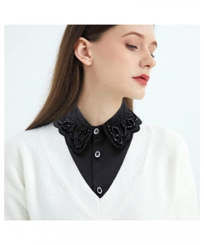 Womens Half-Shirt Dickey Collar, Detachable Fake Collars Beadedblack $9.00 Tops