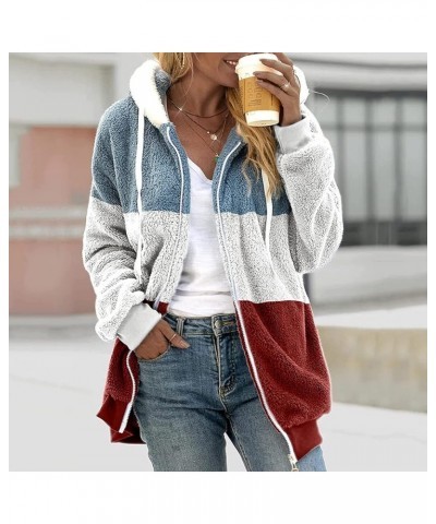 Womens Oversized Zip Up Sherpa Jacket Fleece Hoodie Winter Fuzzy Fleece JacketCoat Outerwear with Pockets 02-wine $10.37 Jackets