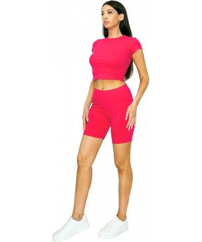 Women's Casual Cotton Stretch Biker Shorts Coral $10.75 Activewear