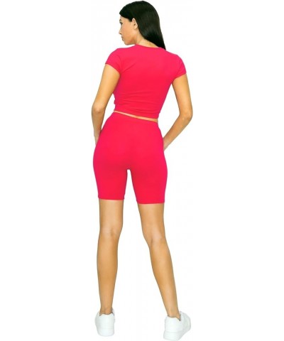 Women's Casual Cotton Stretch Biker Shorts Coral $10.75 Activewear