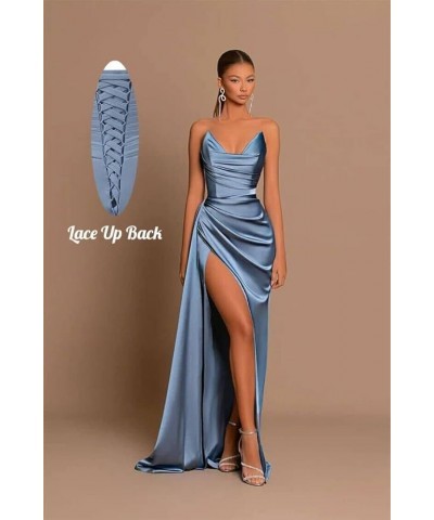 Satin Prom Dresses Long Ball Gown with Slit Corset Off Shoulder Bridesmaid Dresses for Formal Wedding Party B004 Teal $24.75 ...