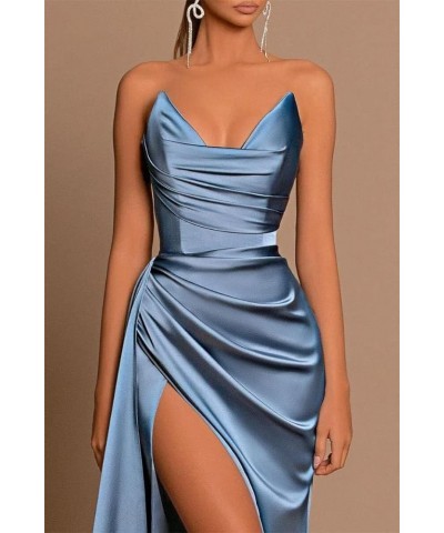 Satin Prom Dresses Long Ball Gown with Slit Corset Off Shoulder Bridesmaid Dresses for Formal Wedding Party B004 Teal $24.75 ...