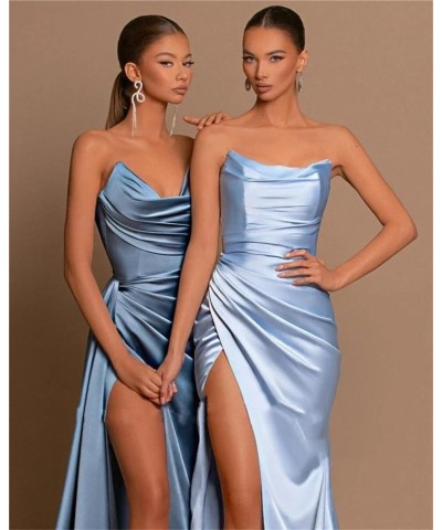 Satin Prom Dresses Long Ball Gown with Slit Corset Off Shoulder Bridesmaid Dresses for Formal Wedding Party B004 Teal $24.75 ...