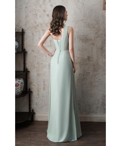 Women's One Shoulder Bridesmaid Dresses with Pockes Long Ruched A Line Formal Dress with Slit AG001 Steel Blue $22.55 Dresses