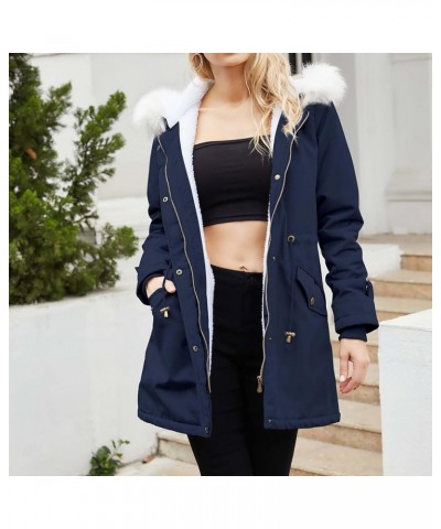 Womens Winter Coats with Hood 2023 Warm Quilted Puffer Jacket Thermal Zip Up Parka Thick Trench Coat Winter Clothes C-blue $1...