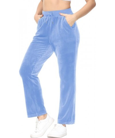 Women's Casual Jogger Pants Velour Sweatpants Fleece Running Workout Lounge Velvet Pants Outfit Light Blue $17.38 Activewear