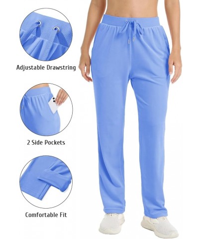 Women's Casual Jogger Pants Velour Sweatpants Fleece Running Workout Lounge Velvet Pants Outfit Light Blue $17.38 Activewear