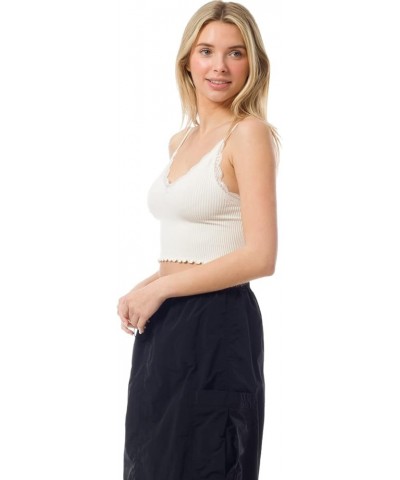 Women's Scallop Lace Trim Crop Cami Top D White $10.06 Tanks