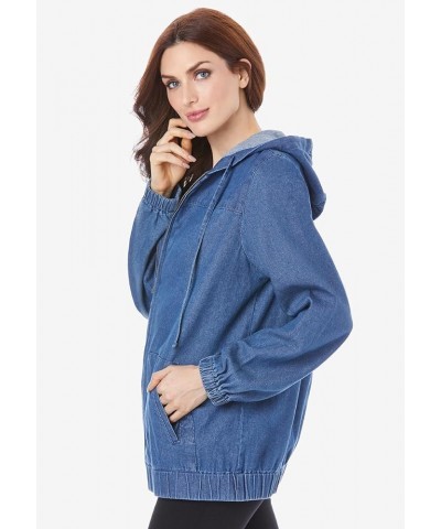 Women's Plus Size Zip-Up Kate Hoodie Denim Jacket Dark Wash $29.55 Jackets