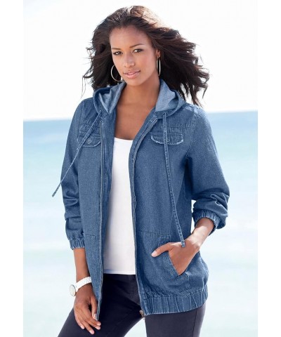 Women's Plus Size Zip-Up Kate Hoodie Denim Jacket Dark Wash $29.55 Jackets