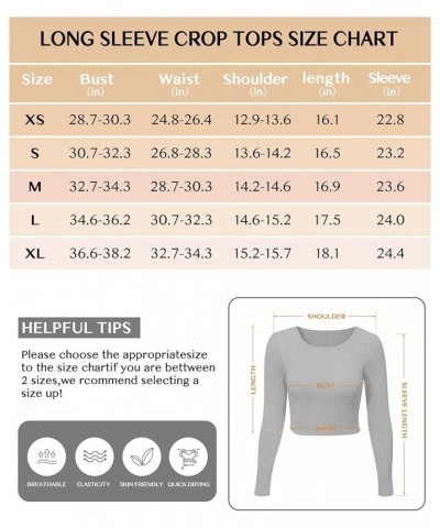 Womens Long Sleeve Crop Top Scoop Neck Sexy Slim Fitted Casual Base Layer Lightweight Soft Workout Shirt Going Out Tops Grey ...