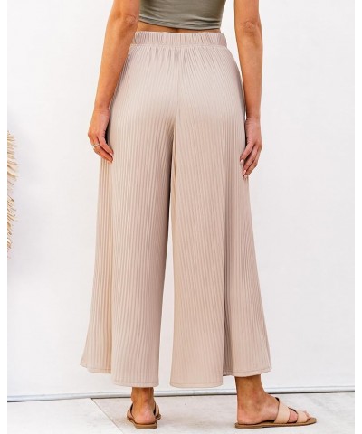 Wide Leg Pants Woman High Waisted Flowy Pull On Pleated Dressy Casual Ankle Cropped Palazzo Pants Baggy Culottes Ivory Cream ...