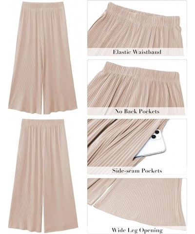 Wide Leg Pants Woman High Waisted Flowy Pull On Pleated Dressy Casual Ankle Cropped Palazzo Pants Baggy Culottes Ivory Cream ...