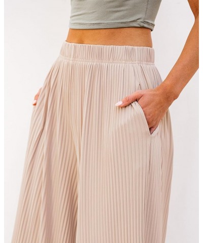 Wide Leg Pants Woman High Waisted Flowy Pull On Pleated Dressy Casual Ankle Cropped Palazzo Pants Baggy Culottes Ivory Cream ...