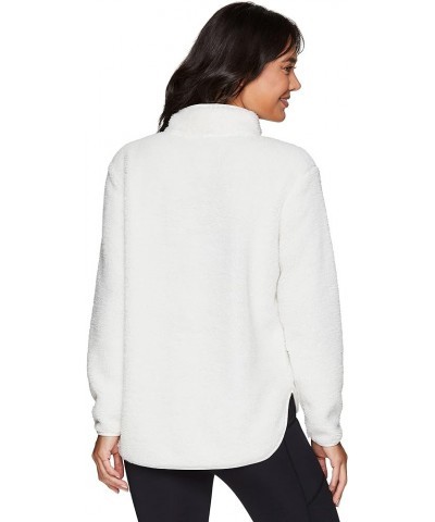 Active Women's Fashion 1/4 Zip Mock Neck Faux Fur Sherpa Pullover Sweatshirt Ivory $11.47 Activewear