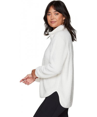 Active Women's Fashion 1/4 Zip Mock Neck Faux Fur Sherpa Pullover Sweatshirt Ivory $11.47 Activewear