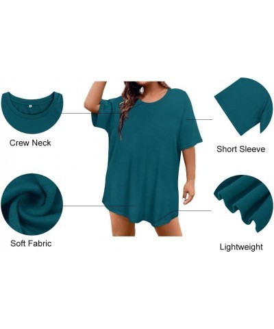 Women's Plus Size Crewneck Tops Short Sleeve Oversized T Shirt for Women Spring Summer XL 5XL A1-ocean Blue $14.10 T-Shirts