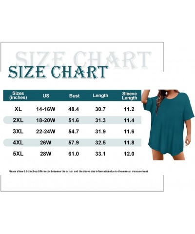 Women's Plus Size Crewneck Tops Short Sleeve Oversized T Shirt for Women Spring Summer XL 5XL A1-ocean Blue $14.10 T-Shirts