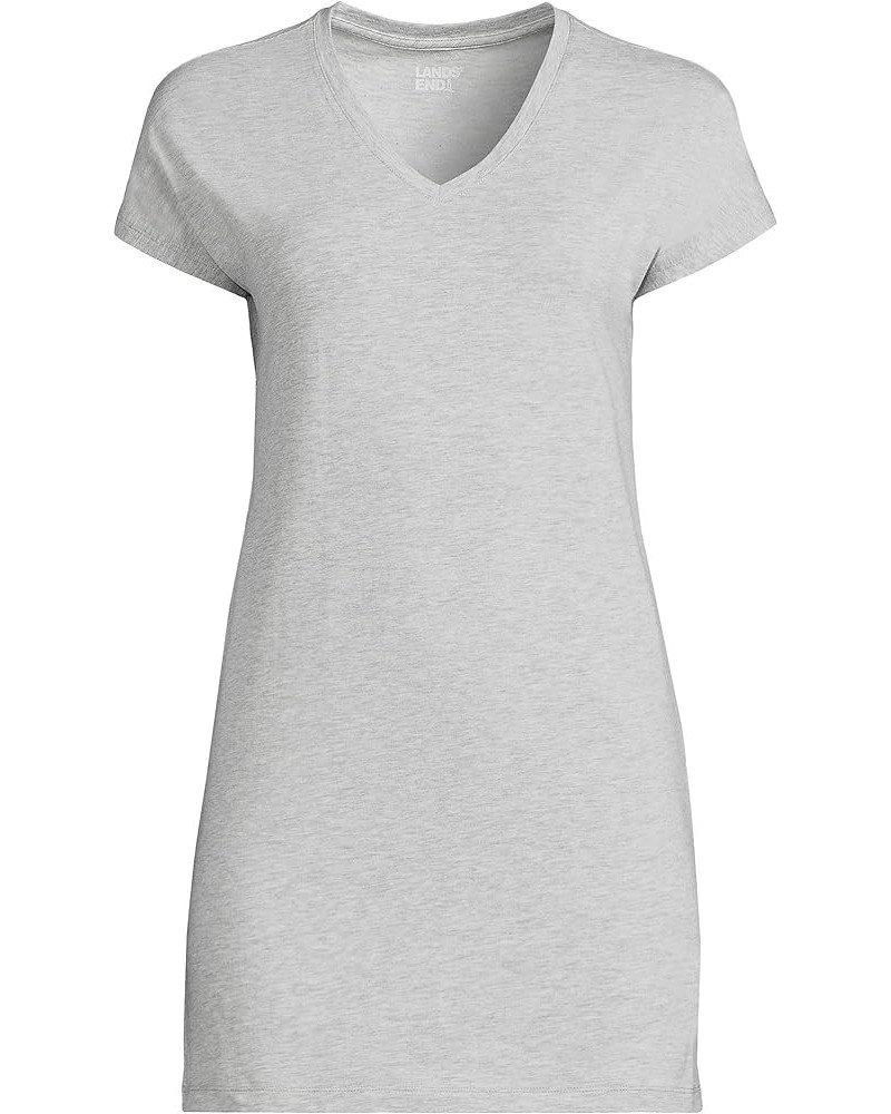 Women's Short Sleeve Jersey Extra Long Vneck Tunic Gray Heather $15.68 Activewear