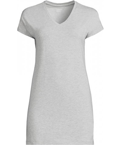 Women's Short Sleeve Jersey Extra Long Vneck Tunic Gray Heather $15.68 Activewear