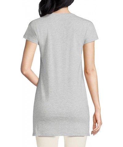 Women's Short Sleeve Jersey Extra Long Vneck Tunic Gray Heather $15.68 Activewear