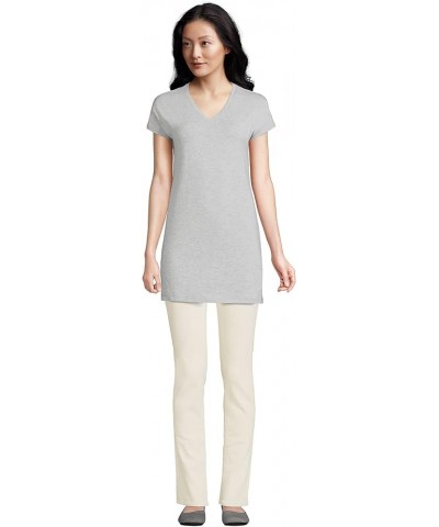 Women's Short Sleeve Jersey Extra Long Vneck Tunic Gray Heather $15.68 Activewear