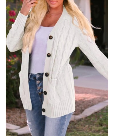 Cable Knit Plus Size Cardigan Sweater with Pockets 2023 Button Down Oversized Women's Cardigans Winter Casual Outwear Cream $...