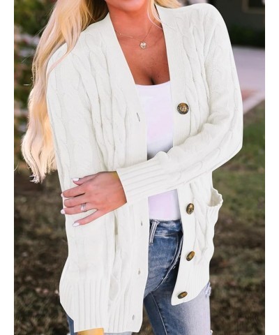 Cable Knit Plus Size Cardigan Sweater with Pockets 2023 Button Down Oversized Women's Cardigans Winter Casual Outwear Cream $...