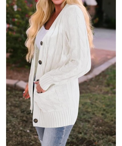 Cable Knit Plus Size Cardigan Sweater with Pockets 2023 Button Down Oversized Women's Cardigans Winter Casual Outwear Cream $...