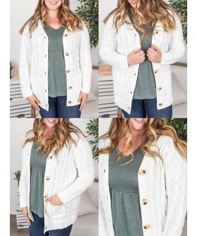 Cable Knit Plus Size Cardigan Sweater with Pockets 2023 Button Down Oversized Women's Cardigans Winter Casual Outwear Cream $...