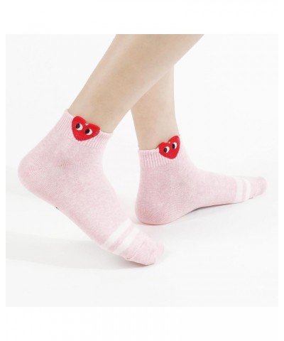 Women Ankle Socks | 5-6 Pairs Ruffle Heart Frill Polka Dots Design Novelty Emoji Print | Korean Daily Cotton Socks | US 6-8 H...