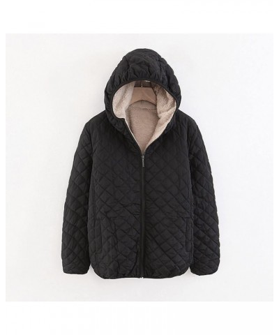 Thick Sherpa Lined Jacket Women Winter Fashion Solid Soft Fleece Warm Full Zip Up Hoodies Coats Plus Size Hooded Jacket 02bla...