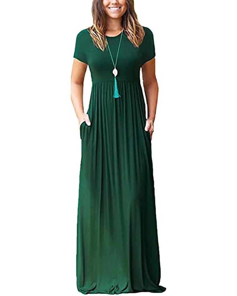 Maxi Dress for Women Plus Size Short Sleeve Loose Plain Casual Long Maxi Dresses Floral Empire Waist Dress with Pockets B-mul...