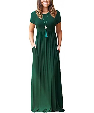 Maxi Dress for Women Plus Size Short Sleeve Loose Plain Casual Long Maxi Dresses Floral Empire Waist Dress with Pockets B-mul...