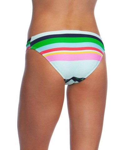 Women's Shirred Side Hipster Pant Bikini Swimsuit Bottom Blue//Deco Stripe $30.00 Swimsuits