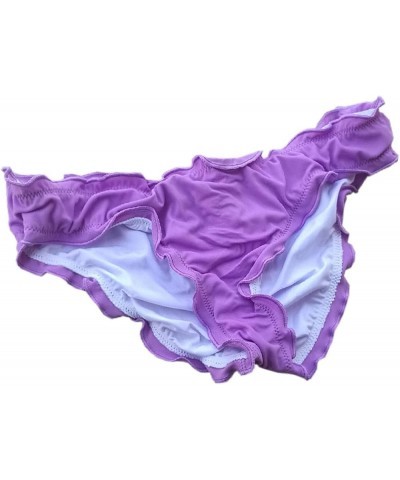 Women's Ruffle Wavy Bikini Bottom Low Rise Hipster Allure Swimsuit Purple $10.79 Swimsuits