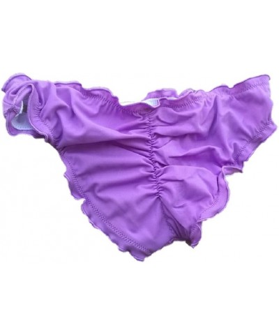 Women's Ruffle Wavy Bikini Bottom Low Rise Hipster Allure Swimsuit Purple $10.79 Swimsuits