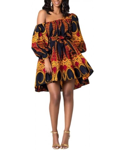 Women Sexy Boho African Dress Long Maxi Dress V-Neck Multi-Way Dress Pleated Dress Floral Print Orange Stripes $23.52 Jumpsuits