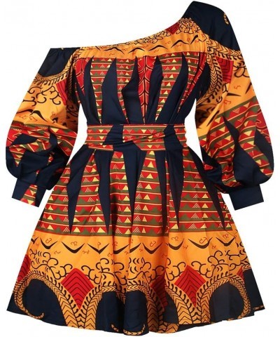 Women Sexy Boho African Dress Long Maxi Dress V-Neck Multi-Way Dress Pleated Dress Floral Print Orange Stripes $23.52 Jumpsuits