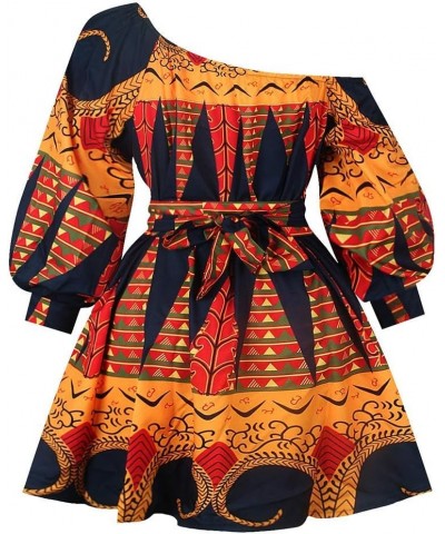 Women Sexy Boho African Dress Long Maxi Dress V-Neck Multi-Way Dress Pleated Dress Floral Print Orange Stripes $23.52 Jumpsuits