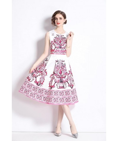 Women's Vintage Tea Dress Sleeveless 1950's Floral Garden Rockabilly Swing Prom Cocktail Party Dress 23659 Pink $31.34 Dresses