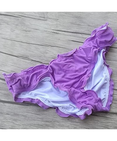 Women's Ruffle Wavy Bikini Bottom Low Rise Hipster Allure Swimsuit Purple $10.79 Swimsuits