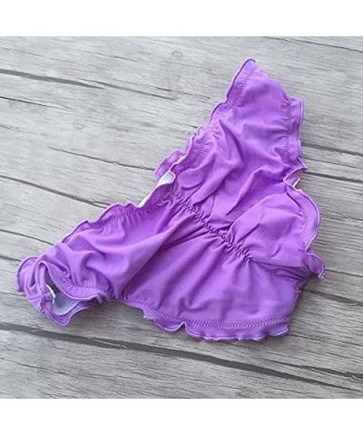 Women's Ruffle Wavy Bikini Bottom Low Rise Hipster Allure Swimsuit Purple $10.79 Swimsuits