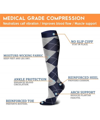 Compression Socks for Women & Men 15-20 mmHg, Best for Medical, Nursing, Running, Athletic, Varicose Veins, Travel 013 Gray/B...