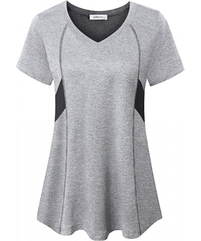 Womens Short Sleeve Tops Workout Athletic Sports Yoga Shirts Grey $15.50 Activewear