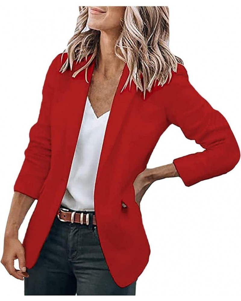 Women's Casual Blazer Casual Lapel Open Front Long Sleeve Work Office Suit Jacket Coat Blazer Dress 1-red $11.95 Blazers