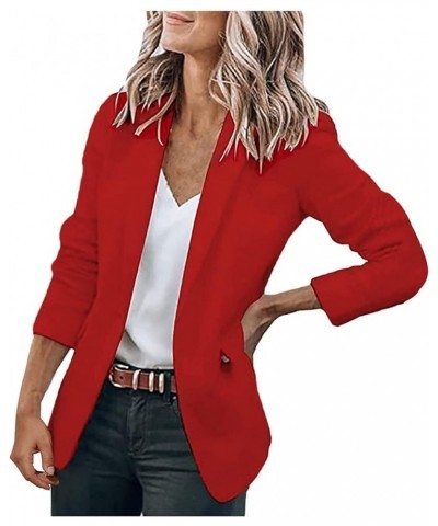 Women's Casual Blazer Casual Lapel Open Front Long Sleeve Work Office Suit Jacket Coat Blazer Dress 1-red $11.95 Blazers