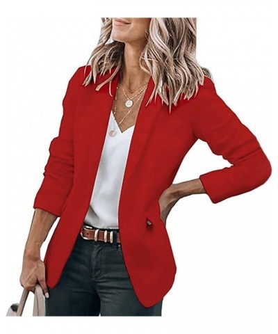 Women's Casual Blazer Casual Lapel Open Front Long Sleeve Work Office Suit Jacket Coat Blazer Dress 1-red $11.95 Blazers