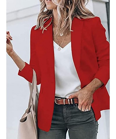 Women's Casual Blazer Casual Lapel Open Front Long Sleeve Work Office Suit Jacket Coat Blazer Dress 1-red $11.95 Blazers