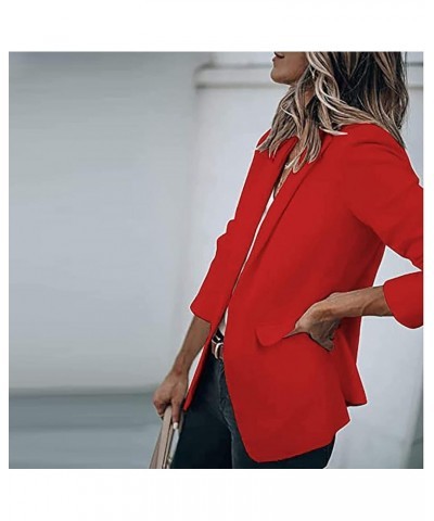 Women's Casual Blazer Casual Lapel Open Front Long Sleeve Work Office Suit Jacket Coat Blazer Dress 1-red $11.95 Blazers